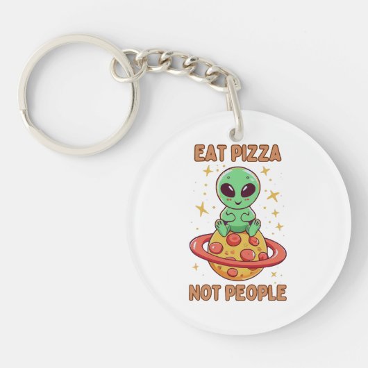 Eet pizza niet mensen sleutelhanger (Voorkant)
