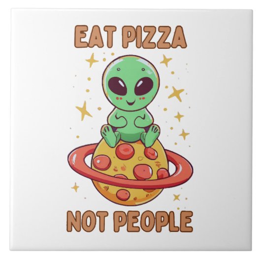 Eet pizza niet mensen tegeltje (Voorkant)