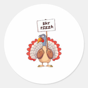 Eet Pizza Turkije Thanksgiving Volwassene Vegan Fu Ronde Sticker