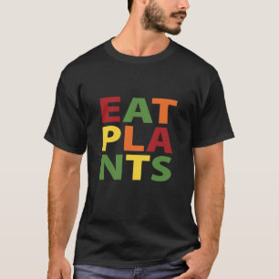 Eet Planten kleurrijke typografie vegan T-shirt