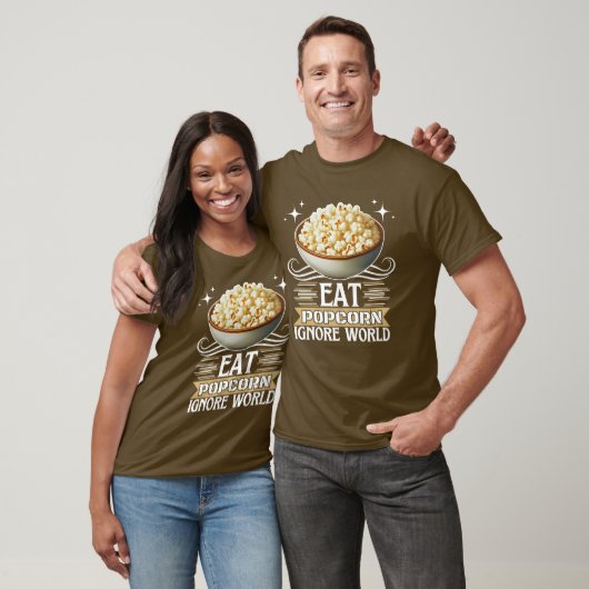 Eet popcorn en negeer de wereld t-shirt (Unisex)