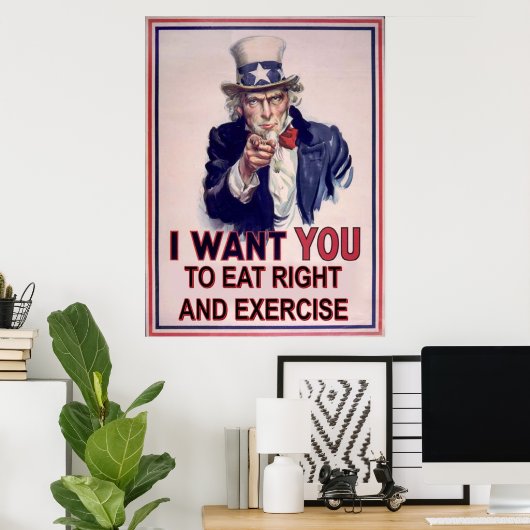 Eet recht en oefening poster (Thuiskantoor)