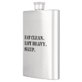 Eet schoon. Lift Heavy. Slaap. Flacon (Links)