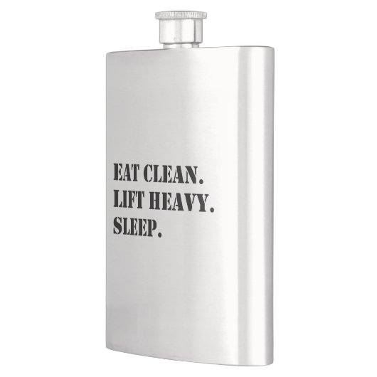 Eet schoon. Lift Heavy. Slaap. Flacon (Links)