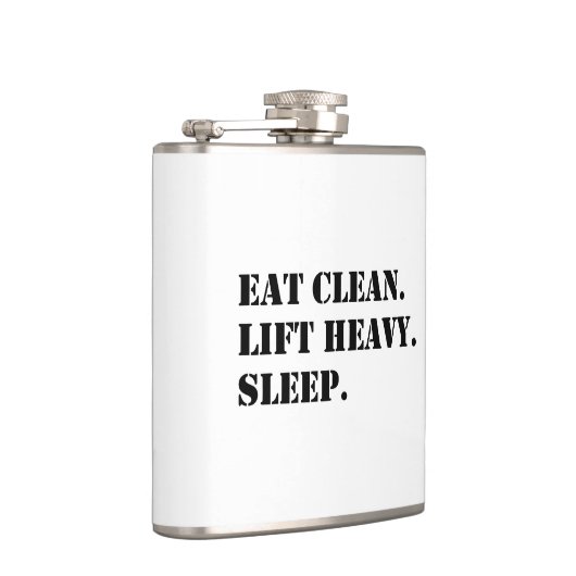 Eet schoon. Lift Heavy. Slaap. Heupfles (Rechts)