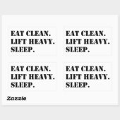 Eet schoon. Lift Heavy. Slaap. Rechthoekige Sticker (Vel)