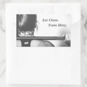 Eet schoon, trein vies rechthoekige sticker (Tas)