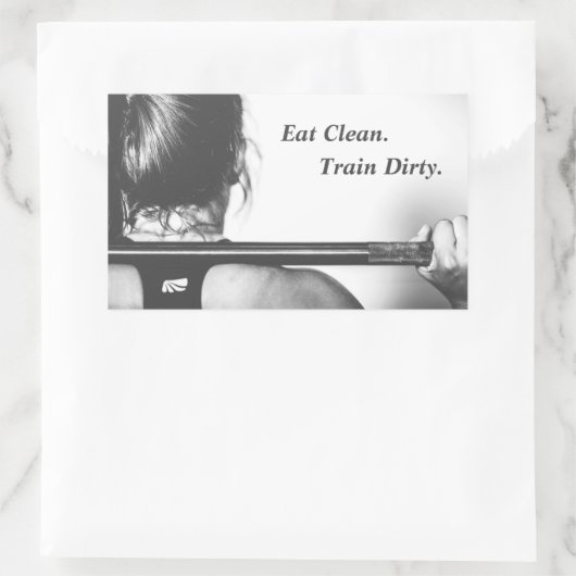 Eet schoon, trein vies rechthoekige sticker (Tas)