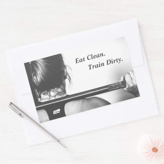 Eet schoon, trein vies rechthoekige sticker (Envelop)