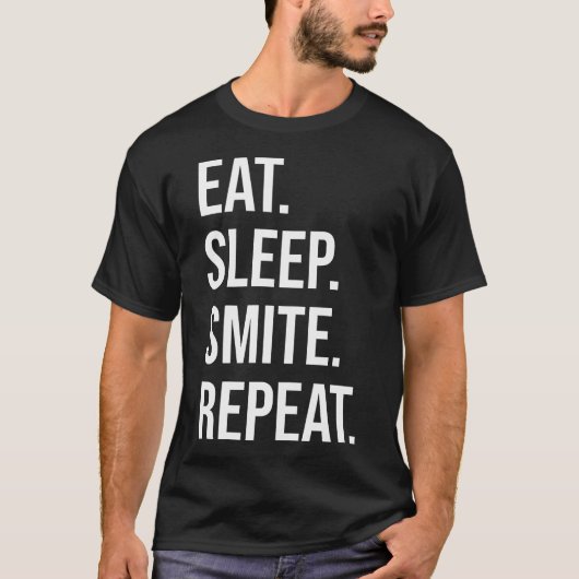 Eet Sla Smite Herhaal Grappige Rpg Roleplaying T-shirt (Voorkant)