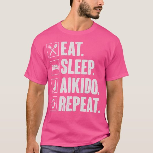 Eet Slaap Aikido Herhaal Grappige Aikido Martial A T-shirt (Voorkant)