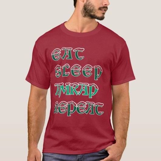 Eet Slaap AMRAP Herhaal Kerst Fitness T-shirt (Voorkant)