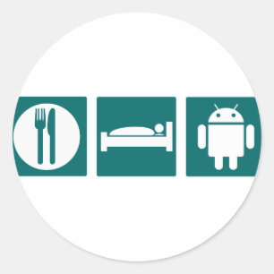Eet slaap Android Ronde Sticker