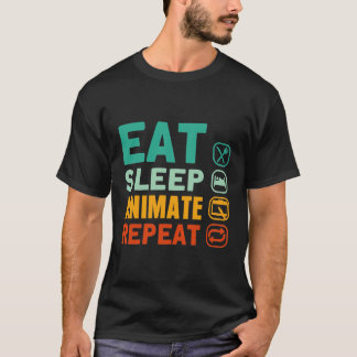 Eet Slaap Animate Herhaal Animatie Ontwerper en ku T-shirt