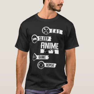 Eet Slaap Anime Gamen Herhaal Kawaii Otaku T-Shirt