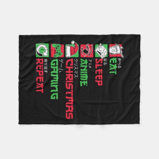 Eet Slaap Anime Gaming Kerst Pyjama X-mas Holi Fleece Deken (Voorkant (Horizontaal))
