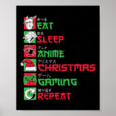 Eet Slaap Anime Gaming Kerst Pyjama X-mas Holi Poster (Voorkant)