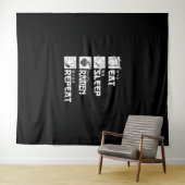 Eet Slaap Anime Herhaal Cadeau Idee Cosplayer Wandkleed (In Situ (horizontaal))