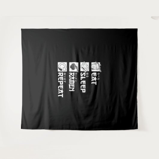 Eet Slaap Anime Herhaal Cadeau Idee Cosplayer Wandkleed (Voorkant (horizontaal))