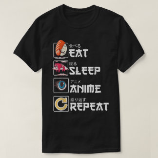 Eet Slaap Anime Herhaal Design T-shirt