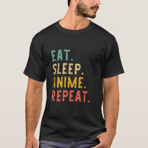 Eet Slaap Anime Herhaal Fan Lover Retro Lon T-shirt