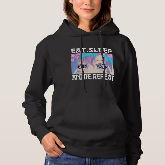 Eet Slaap Anime Herhaal Hoodie (Voorkant)