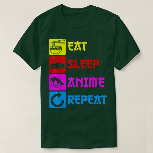 Eet Slaap Anime Herhaal Manga Japan Zeggen Cosplay T-shirt (Design voorkant)