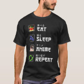 Eet Slaap Anime Herhaal Manga Shirten Funny Manga  T-shirt (Voorkant)