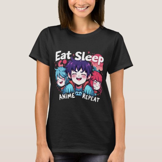 Eet Slaap Anime Herhaal Manga Shirten Mannen Vrouw T-shirt (Voorkant)