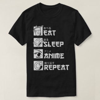 Eet Slaap Anime Herhaal Otaku Leven Design T-shirt