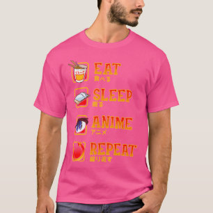 Eet Slaap Anime Herhaal Ramen Manga Japanse Cospla T-shirt