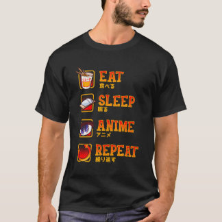 Eet Slaap Anime Herhaal Ramen Manga Japanse Cospla T-shirt