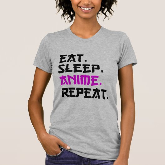 Eet Slaap Anime Herhaal T-shirt (Voorkant)