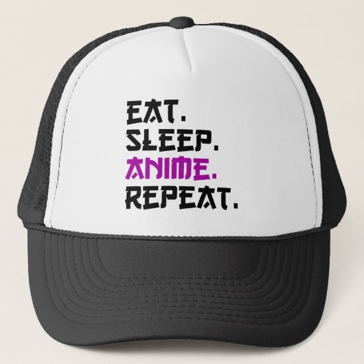 Eet Slaap Anime Herhaal Trucker Pet (Voorkant)