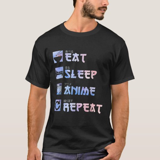 Eet Slaap Anime Repea Anime Mangas Geschenken T-shirt (Voorkant)