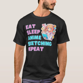 Eet slaap anime schetsen Herhaal anime kunst T-shirt