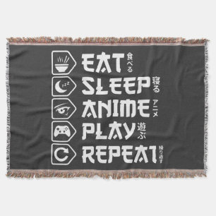 Eet Slaap Anime Speel Herhaal Otaku Anime Levensst Deken
