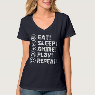 Eet Slaap Anime Speel Herhaal Otaku Anime Levensst T-shirt