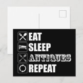Eet. Slaap. Antieke. Herhaal Briefkaart (Voorkant / Achterkant)