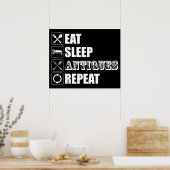 Eet. Slaap. Antieke. Herhaal Poster (Keuken)
