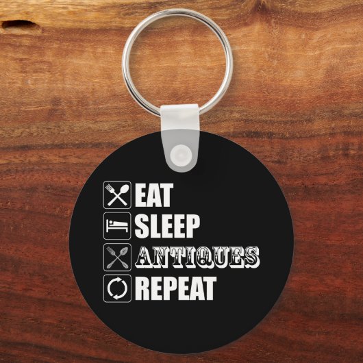 Eet. Slaap. Antieke. Herhaal Sleutelhanger (Achterkant)