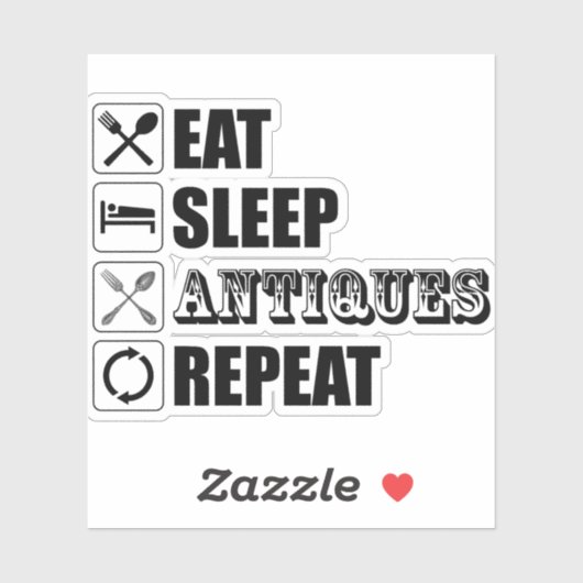 Eet. Slaap. Antieke. Herhaal Sticker (Vel)