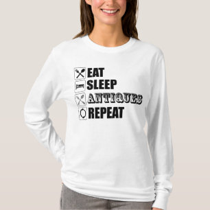 Eet. Slaap. Antieke. Herhaal T-shirt