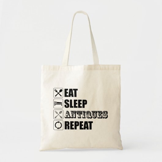 Eet. Slaap. Antieke. Herhaal Tote Bag (Voorkant)