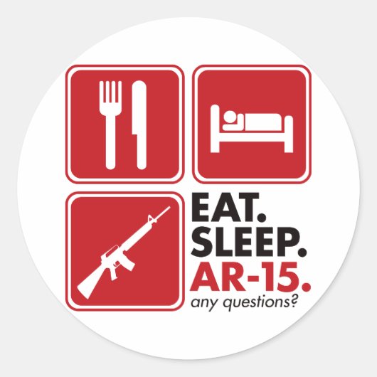 Eet Slaap AR-15 - Rood Ronde Sticker (Voorkant)