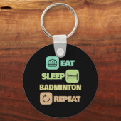 Eet Slaap Badminton Herhaal - Badminton Speler 1 Sleutelhanger (Voorkant)