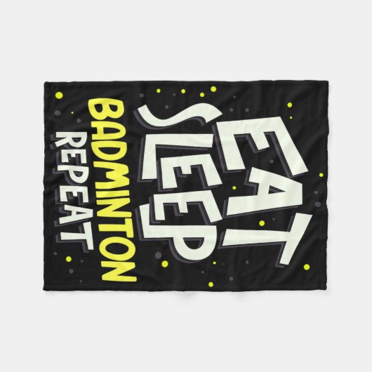 Eet Slaap Badminton Herhaal - Badminton Speler Fleece Deken (Voorkant (Horizontaal))