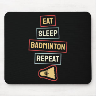 Eet Slaap Badminton Herhaal Badminton Speler Retro Muismat