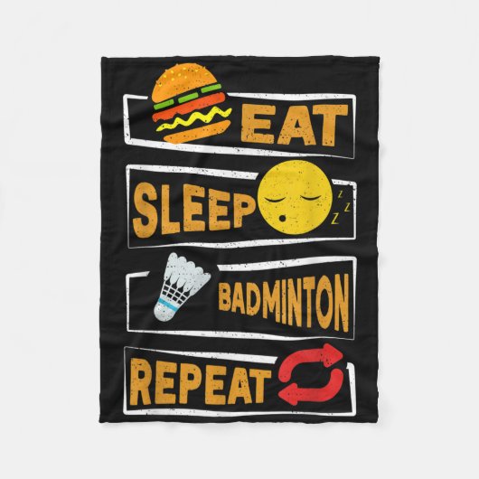 Eet Slaap Badminton Herhaal _ Grappige Badminton S Fleece Deken (Voorkant)