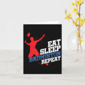 Eet Slaap Badminton Herhaal Sportspeler Of Fan  Kaart (Gele Bloem)